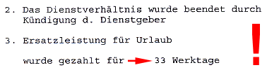 Faksimile der Abrechnung der Dientnehmerin vom HILFSWERK weist 33 Uraubstage aus