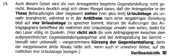 Faksimile aus den Einwendungen von Dr. Albrecht HALLER zur Causa GEGENDARSTELLUNG - NÖ HILFSWERK gegen DER GLÖCKEL
