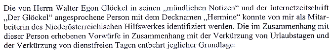 Faksimile aus der eidesstättigen Erklärung des Personalchefs Mag. Wolfgang SCHABATA